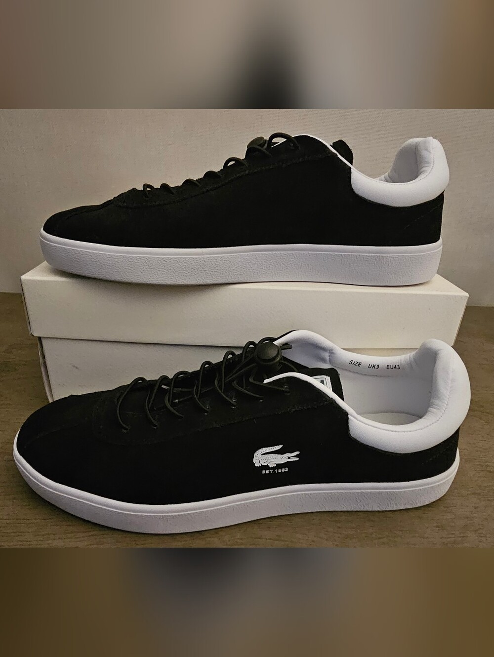 Lacoste Baseshot Black & White Men's Suede Low-Top Sneakers